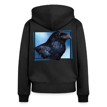 Corbeau - Sweat à capuche zippé Premium bio Femme - noir - Dos - Julia (174cm)