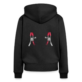 BDSM Nippelklemmen Bondage Roleplaying Fetish Vers - Frauen Premium Bio Zip Hoodie - Schwarz - Hinten - Julia (174cm)