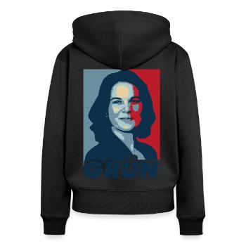 Annalena Baerbock Politik Politikerin Grün - Frauen Premium Bio Zip Hoodie - Schwarz - Hinten - Julia (174cm)
