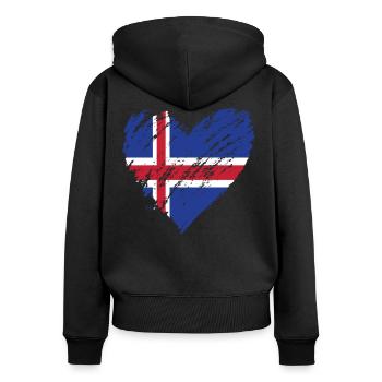 iceland - Frauen Premium Bio Zip Hoodie - Schwarz - Hinten - Julia (174cm)