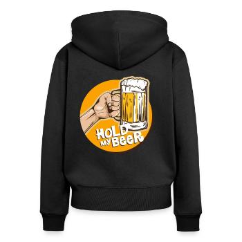 bière - Sweat à capuche zippé Premium bio Femme - noir - Dos - Julia (174cm)