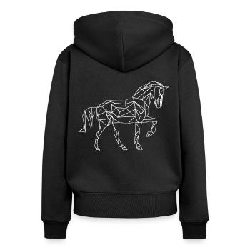 Pferd - Frauen Premium Bio Zip Hoodie - Schwarz - Hinten - Julia (174cm)