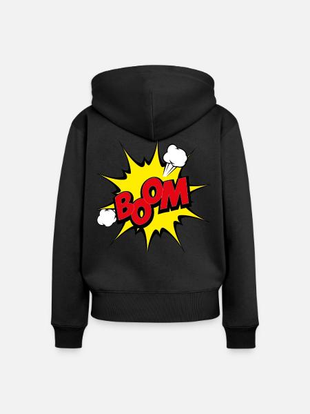 Boom - Frauen Premium Bio Zip Hoodie - Schwarz