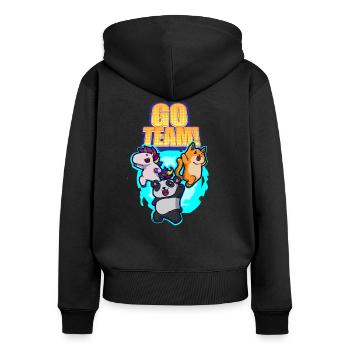 Einhorn Panda Katze Portal Motivation - Frauen Premium Bio Zip Hoodie - Schwarz - Hinten - Julia (174cm)