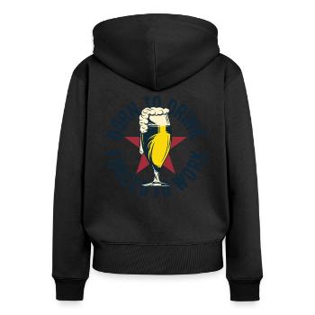 Cadeau de paroles de bière - Sweat à capuche zippé Premium bio Femme - noir - Dos - Julia (174cm)