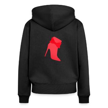 High heels. Shopping. Damen. lustiges Geschenk. - Frauen Premium Bio Zip Hoodie - Schwarz - Hinten - Julia (174cm)