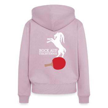 Tennis Ziege lustiger Spruch Bock auf Tischtennis - Frauen Premium Bio Zip Hoodie - Altrosa - Hinten - Julia (174cm)