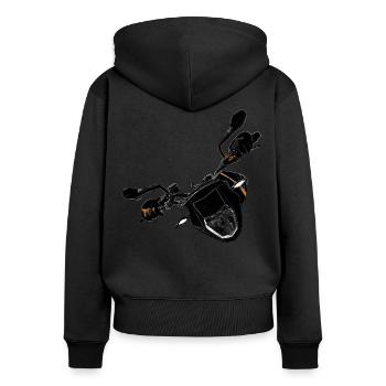 Motorbike in motion, in the curve, motorbike - Women's Premium Organic Zip Hoodie - black - Back - Julia (174cm)