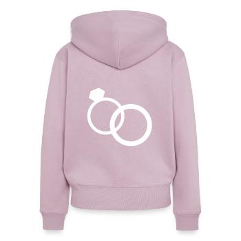 Anneaux de mariage alliances mariage bague de mariage - Sweat à capuche zippé Premium bio Femme - rose poudré - Dos - Julia (174cm)