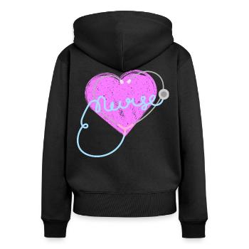 Krankenschwester Leben Krankenpflege Klinisches - Frauen Premium Bio Zip Hoodie - Schwarz - Hinten - Julia (174cm)