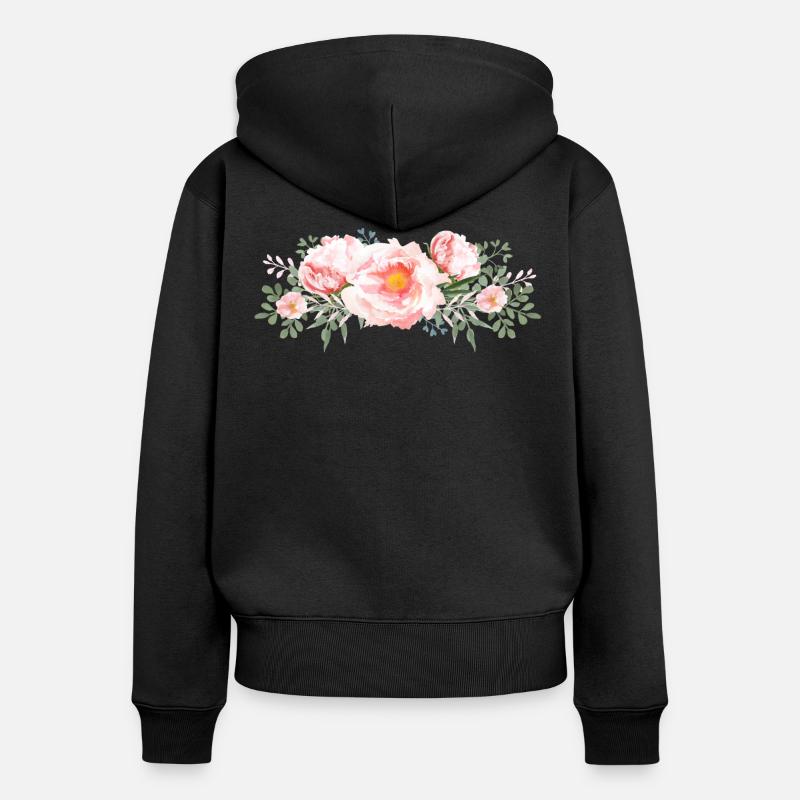 BOUQUET - Sweat à capuche zippé Premium bio Femme - noir