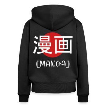 manga - Women's Premium Organic Zip Hoodie - black - Back - Julia (174cm)