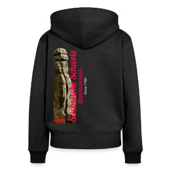 Sächsische Schweiz - Barbarine - Frauen Premium Bio Zip Hoodie - Schwarz - Hinten - Julia (174cm)