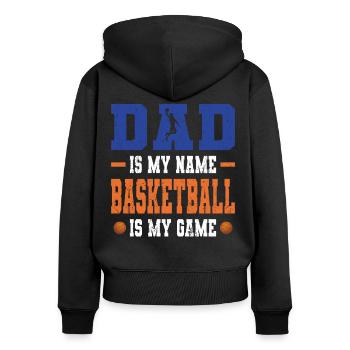 Basketball Vater Sportler Basketballspieler Baller - Frauen Premium Bio Zip Hoodie - Schwarz - Hinten - Julia (174cm)