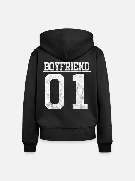 BOYFRIEND 01 - Frauen Premium Bio Zip Hoodie - Schwarz