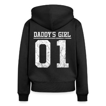 Daddys Girl 01 - Frauen Premium Bio Zip Hoodie - Schwarz - Hinten - Julia (174cm)