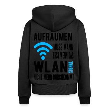Aufräumen Wlan Signal - Frauen Premium Bio Zip Hoodie - Schwarz - Hinten - Julia (174cm)