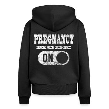 Schwangerschaft - Frauen Premium Bio Zip Hoodie - Schwarz - Hinten - Julia (174cm)