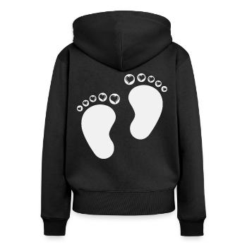 Pieds grossesse bébé - Sweat à capuche zippé Premium bio Femme - noir - Dos - Julia (174cm)