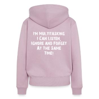ADHS - Multitasking - Frauen Premium Bio Zip Hoodie - Altrosa - Hinten - Julia (174cm)