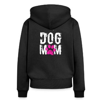 Chien maman - Sweat à capuche zippé Premium bio Femme - noir - Dos - Julia (174cm)