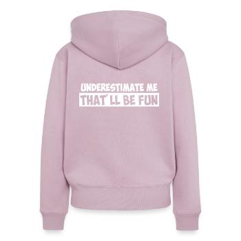 Sous-estimer - Sweat à capuche zippé Premium bio Femme - rose poudré - Dos - Julia (174cm)
