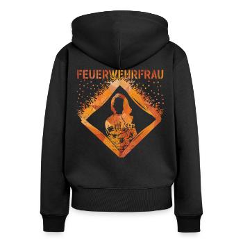 Feuerwehrfrau Feuerwehr - Frauen Premium Bio Zip Hoodie - Schwarz - Hinten - Julia (174cm)