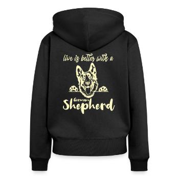 Deutscher Schäferhund - Frauen Premium Bio Zip Hoodie - Schwarz - Hinten - Julia (174cm)