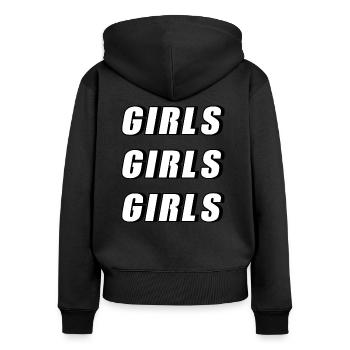 Fille fille fille fille - Sweat à capuche zippé Premium bio Femme - noir - Dos - Julia (174cm)