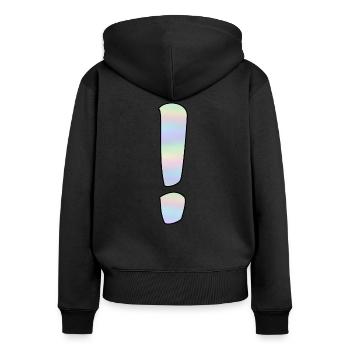 Holographisches Ausrufezeichen - Frauen Premium Bio Zip Hoodie - Schwarz - Hinten - Julia (174cm)