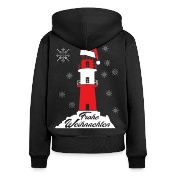 Norddeutschland Frohe Weinachten Leuchtturm - Frauen Premium Bio Zip Hoodie - Schwarz - Hinten - Julia (174cm)
