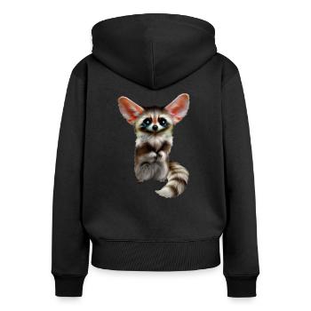 Putois Sauvage - Sweat à capuche zippé Premium bio Femme - noir - Dos - Julia (174cm)