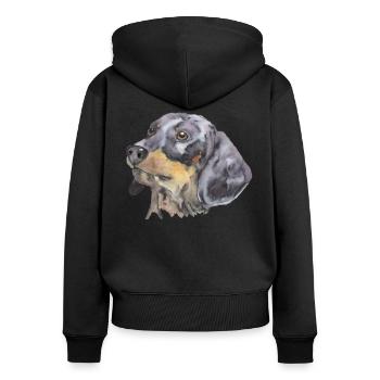 Teckel - Sweat à capuche zippé Premium bio Femme - noir - Dos - Julia (174cm)