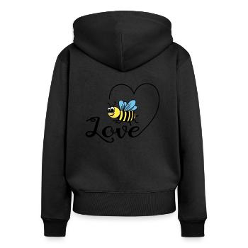 Biene - Frauen Premium Bio Zip Hoodie - Schwarz - Hinten - Julia (174cm)