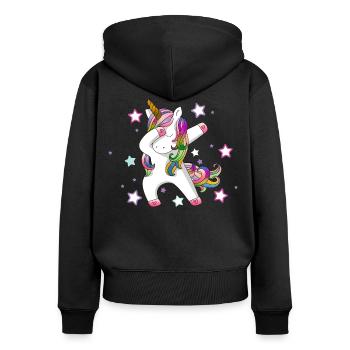 Dabbing Unicorn - Women's Premium Organic Zip Hoodie - black - Back - Julia (174cm)