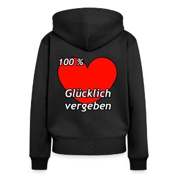 100 Prozent Glücklich vergeben Beziehungsstatus - Frauen Premium Bio Zip Hoodie - Schwarz - Hinten - Julia (174cm)