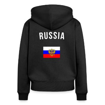 Russia Russia coat of arms Russian flag double eagle - Women's Premium Organic Zip Hoodie - black - Back - Julia (174cm)