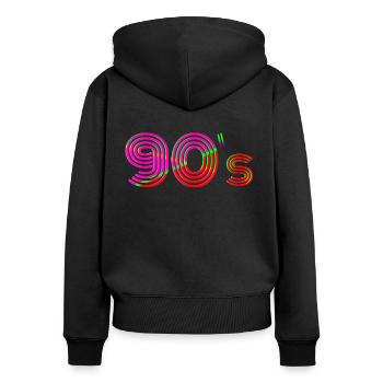 Ladies 90s outfit, men 90s party costume - Women's Premium Organic Zip Hoodie - black - Back - Julia (174cm)