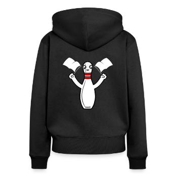 Bowling pin skittles with flag - Women's Premium Organic Zip Hoodie - black - Back - Julia (174cm)