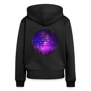 Galaxie - Frauen Premium Bio Zip Hoodie - Schwarz - Hinten - Julia (174cm)
