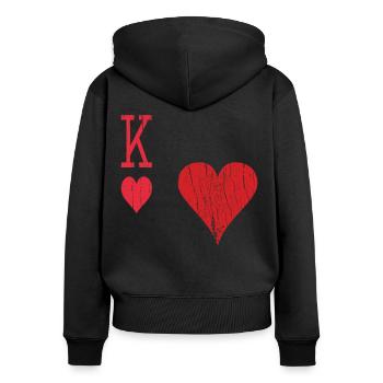 Déguisement de partenaire Halloween coeur carte à jouer - Sweat à capuche zippé Premium bio Femme - noir - Dos - Julia (174cm)
