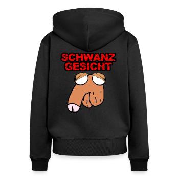 Schwanz Gesicht - Frauen Premium Bio Zip Hoodie - Schwarz - Hinten - Julia (174cm)