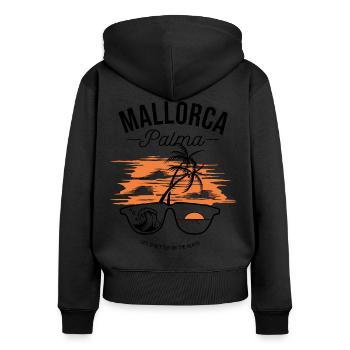 Majorque "Palma" - Sweat à capuche zippé Premium bio Femme - noir - Dos - Julia (174cm)