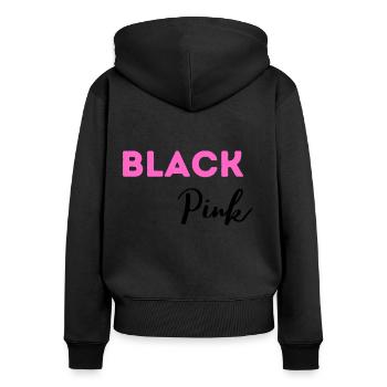 Black Pink - Frauen Premium Bio Zip Hoodie - Schwarz - Hinten - Julia (174cm)