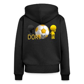 Dortmund - Frauen Premium Bio Zip Hoodie - Schwarz - Hinten - Julia (174cm)