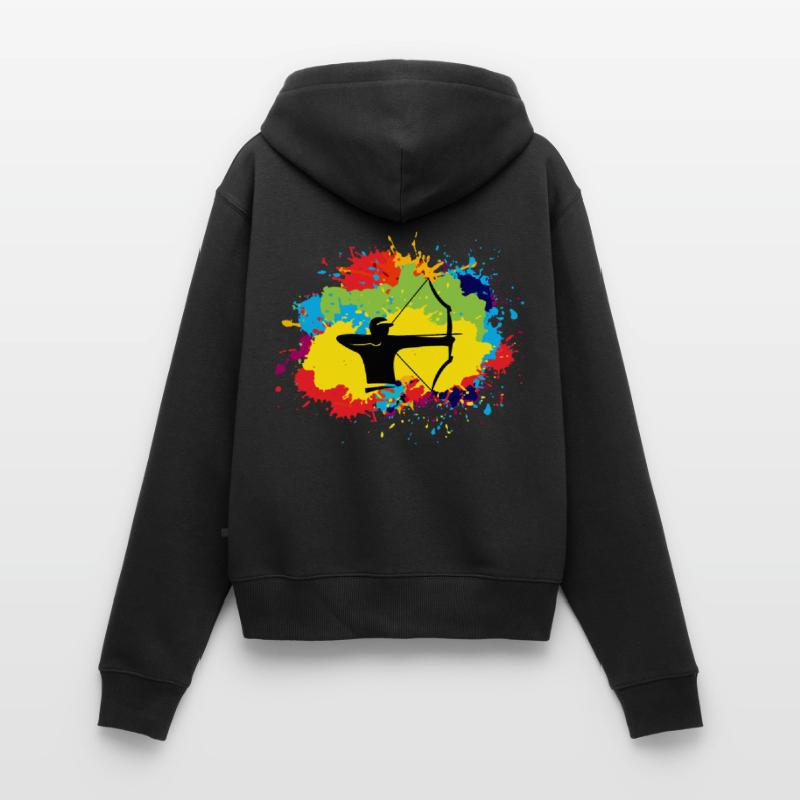 Bogenschießen lustige Sprüche Bogen Pfeil Bogen Bogen Bogen Geschenk Frauen Premium Bio Zip Hoodie