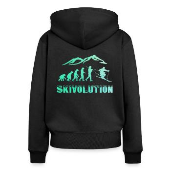 Ski Evolution Skifahrer Schnee Winter - Frauen Premium Bio Zip Hoodie - Schwarz - Hinten - Julia (174cm)