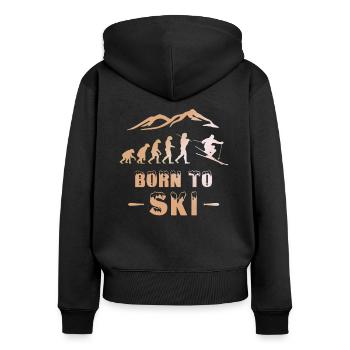 Ski Evolution Born to Ski Skifahrer - Frauen Premium Bio Zip Hoodie - Schwarz - Hinten - Julia (174cm)