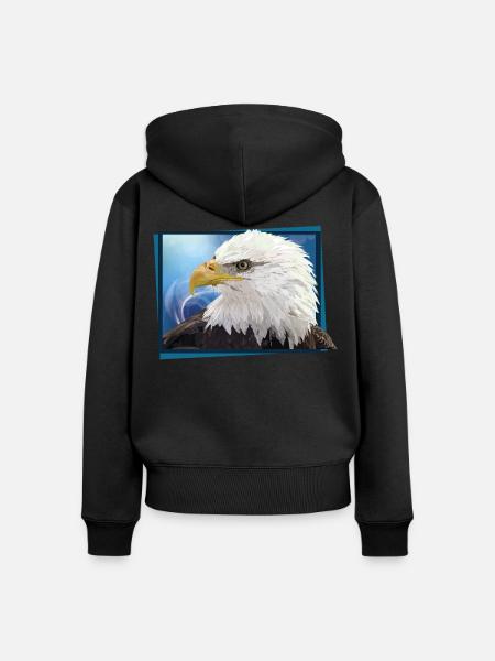 Weißkopfseeadler - Frauen Premium Bio Zip Hoodie - Schwarz