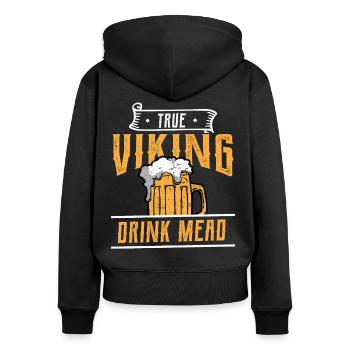 Wikinger Met Bier trinken nordisch Odin Thor Horn - Frauen Premium Bio Zip Hoodie - Schwarz - Hinten - Julia (174cm)